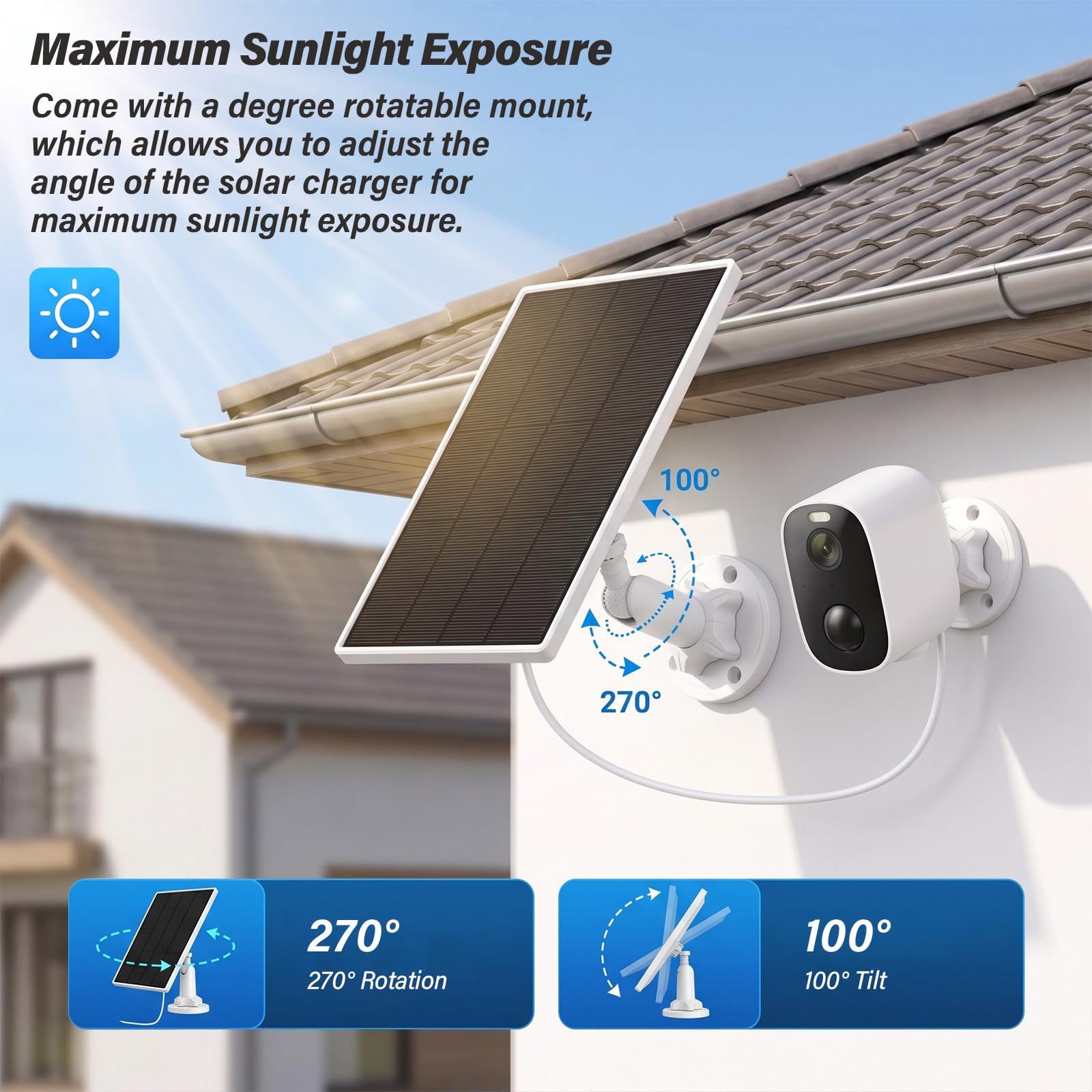 Lot de 2 panneaux solaires 5 W/5 V avec batterie intégrée de 8000 mAh