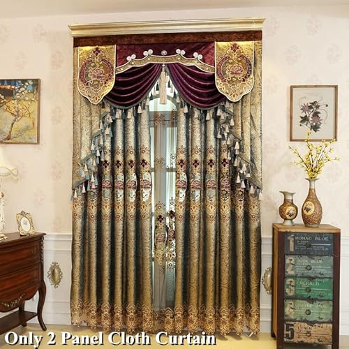 Zzczzc 2 Pack - European Jacquard Hollowed Semi Blackout Curtains Brown Chenille Curtain With Grommets Luxury Picture Window Draperies For Hotel Fringed Macrame Panels W75 X L84 Inch Total W150 Inch #TOP7