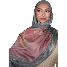 ZGMYC Watercolour Floral Printed Hijab Scarf for Women Soft Modal Cotton Instant Hijab Head Wraps Shawls Long Scarves
