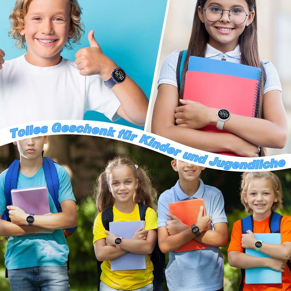 Orologio Fitness Tracker Digitale per Bambini, Orologio da Polso Impermeabile con Contapassi/Distanza/Calorie/Cronometro/Sveglia, Fantastico per Ragazzi, Ragazze, Bambini e Adolescenti (Nero)