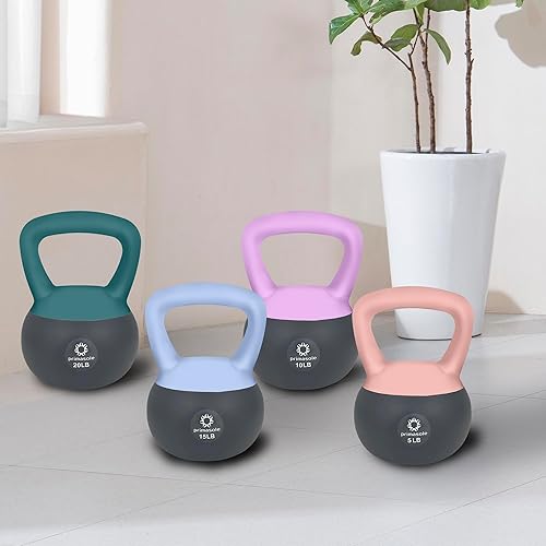 Miniatura 7 de Primasole Pesa rusa suave de 20 libras, base de resistencia a los golpes, pesas rusas antideslizantes para mujeres y hombres, pesas rusas de