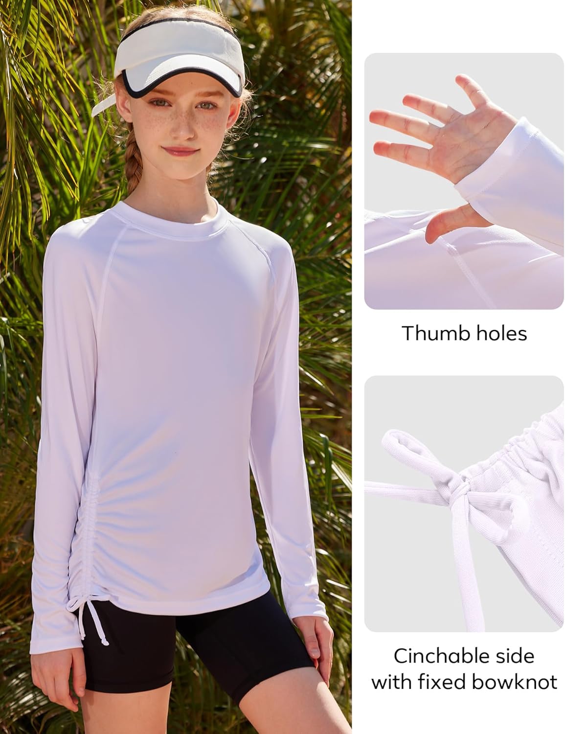 beautyin Rash Guard for Girls Long Sleeve Swim Shirt UPF 50+ Sun Protection Teen Girls Swimsuit Athletic Shirts 7-16Y
