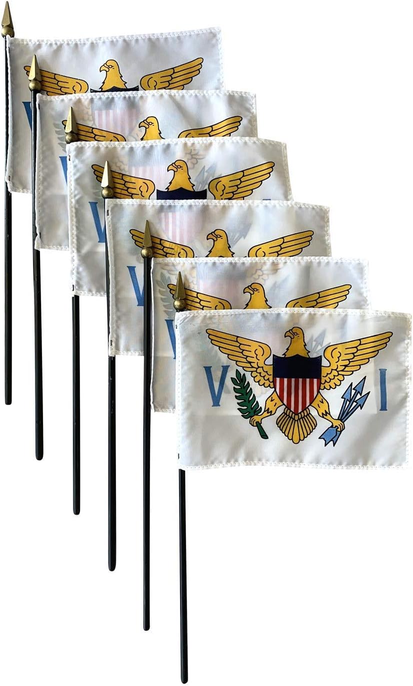 4x6" E-Gloss U.S. Virgin Islands Stick Flag - Flag Only - Qty 6
