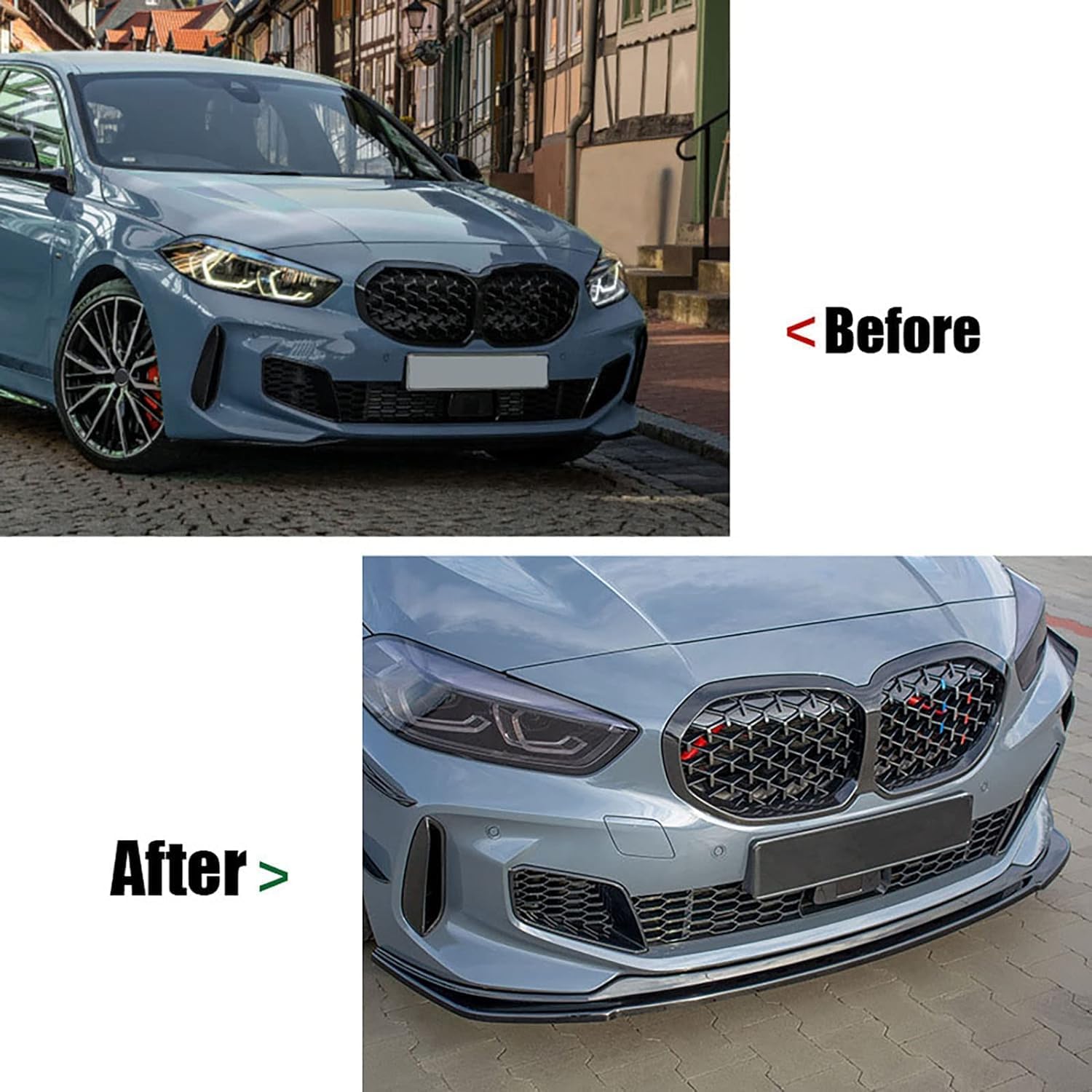Auto Frontali Paraurti Spoiler per BM-W 1 Series F40 M Sport 2020-2022 118i 120i,ABS Lip Anteriore Splitter Lama Diffusore Protezione Aerodinamiche Esterne Accessorio,A/GlossBlack