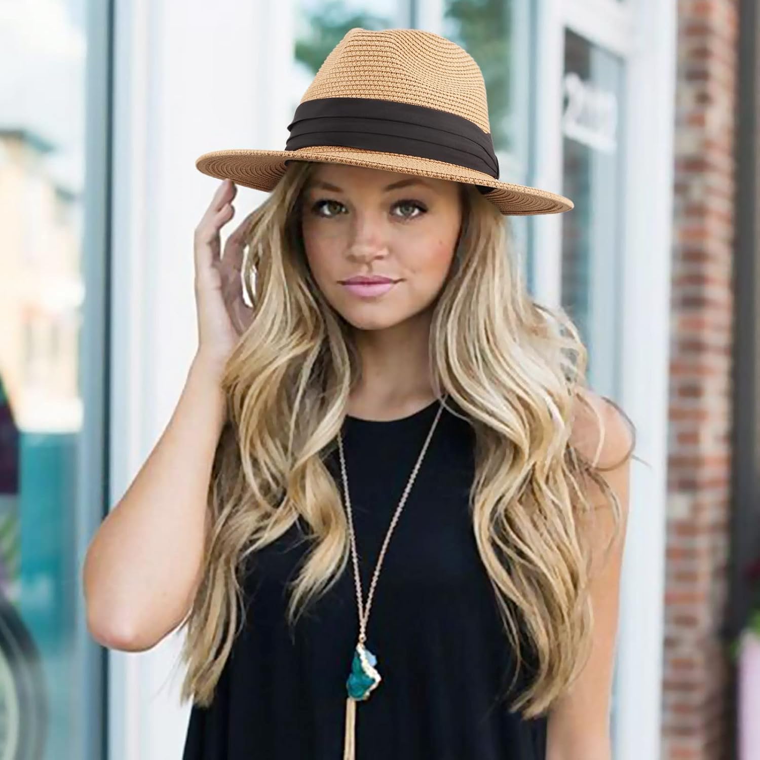 Fedora Best Sun Hat For Travel DRESHOW Women Straw Panama Hat