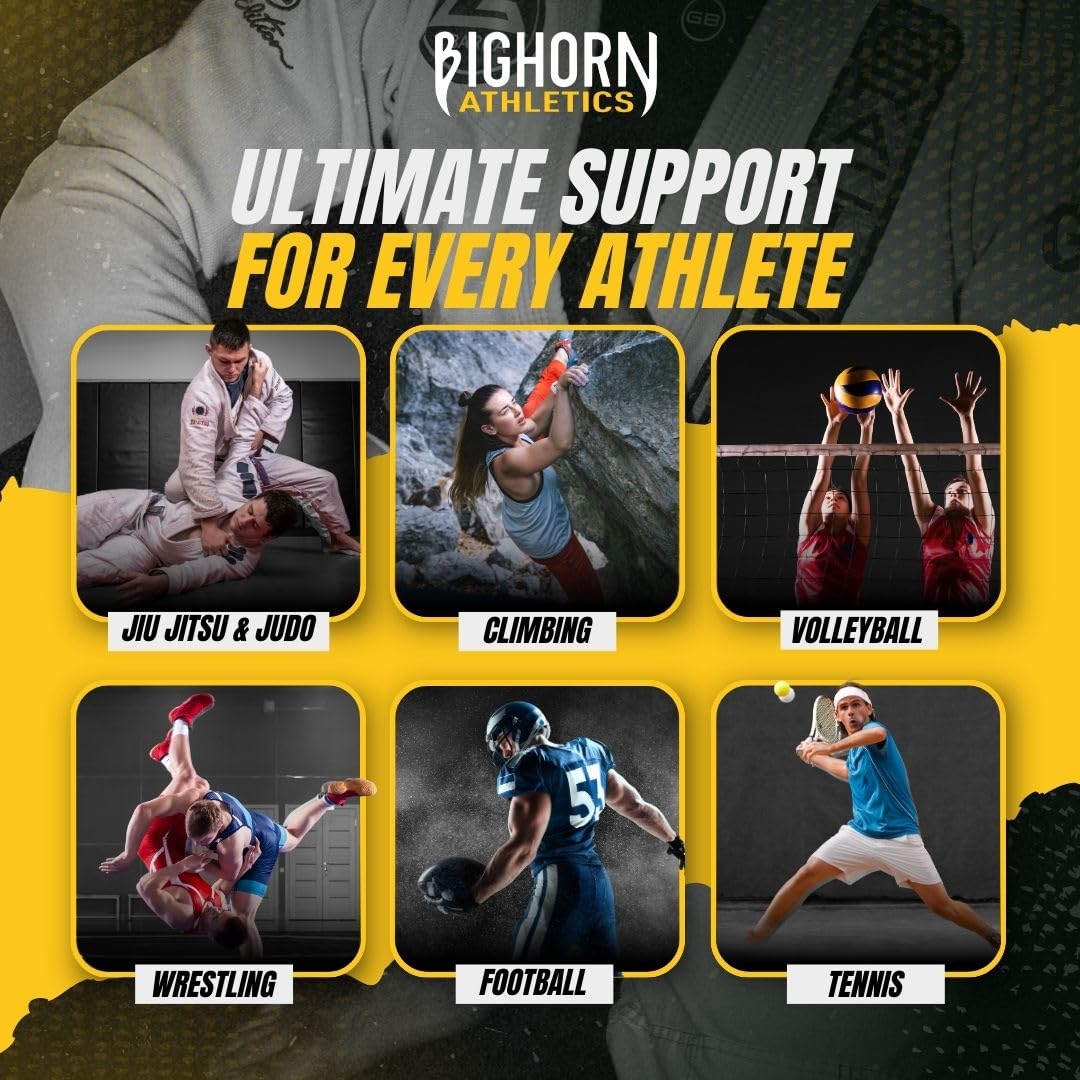 Bighorn Athletics Лента для пальцев, 0,3 дюйма × 45 футов, 8 рулонов, черная | Не оставляет следов, для занятий спортом и при травмах, джиу-джитсу, скалолазания, волейбола, футбола, для ладоней и пальцев