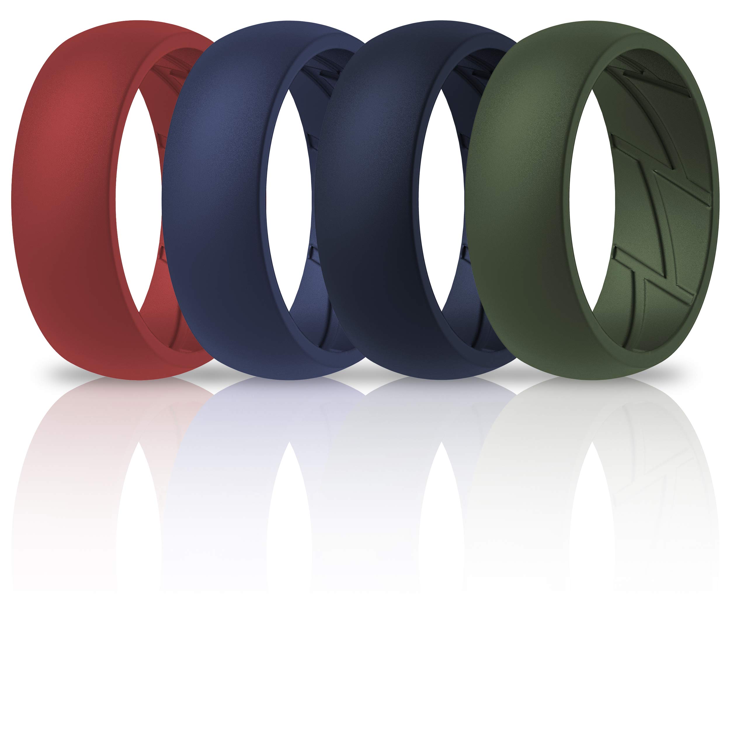 ThunderFit Silicone Wedding Rings for Men, Breathable Edition Rubber Engagement Bands Airflow Inner Grooves 8.5mm Wide 2.5mm Thick - 1/2/3/4/5/6/7 Variety Multipack, 7.5 - 8 (18.2mm), Silicone, No