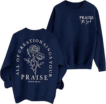Christian Sweatshirts for Women Jesus Faith Pullover Bible Verse Inspirational Long Sleeve Graphic Shirt