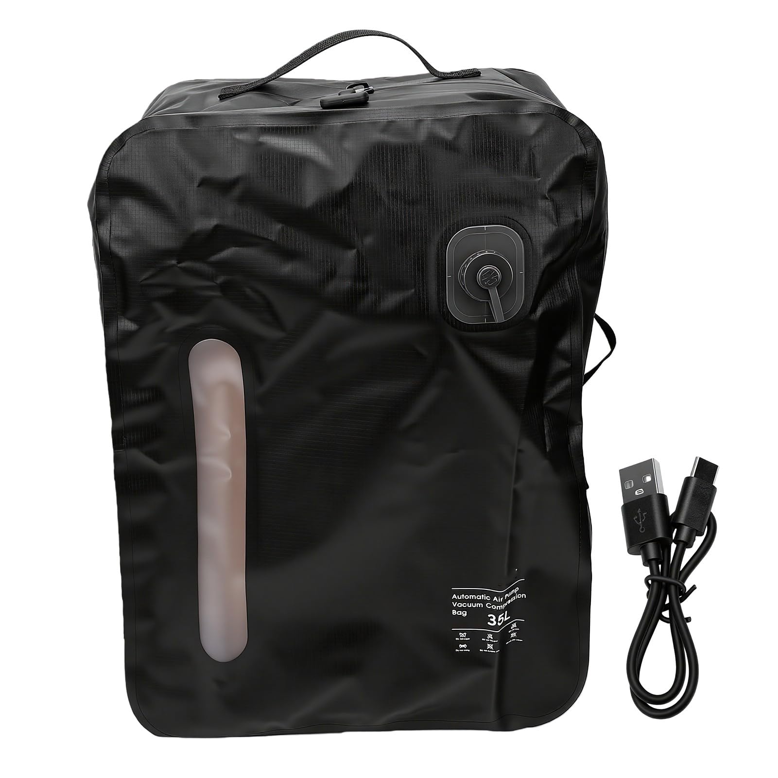 Ejoyous Sacco a Compressione Sottovuoto, Borsa da Viaggio in TPU e Nylon 210D da 35 Litri con Valvola Unidirezionale, Cerniera IP67, Organizer per Bagagli Riutilizzabile per Viaggi, Campeggio, (BLACK)