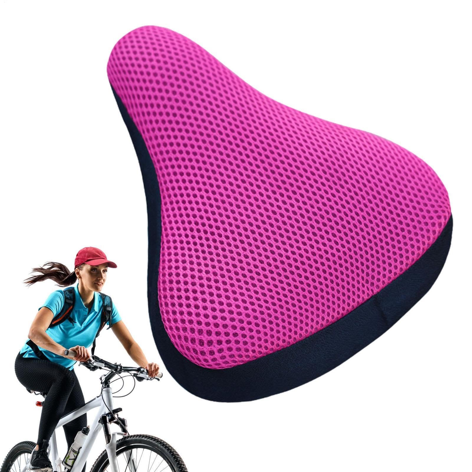 Copri Sedile Per Biciclette – Coprisella Imbottito E Traspirante | Cuscino Ergonomico Antiscivolo Per Veicoli Stradali, Biciclette, Rosa Acceso, 20 X 23 Cm