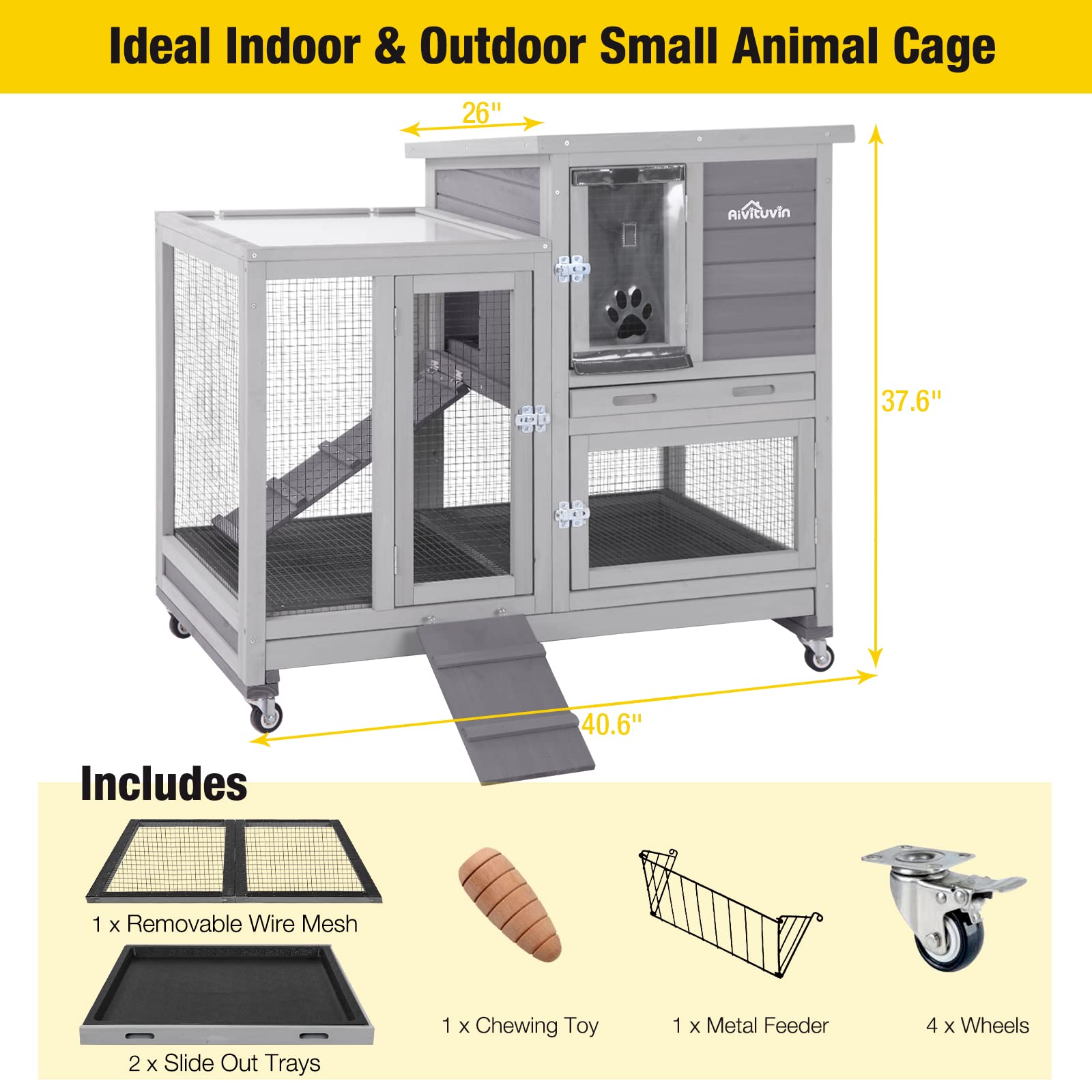 Buy Rabbit Hutch Indoor Rabbit Cage, Large Bunny Hutch Outdoor with