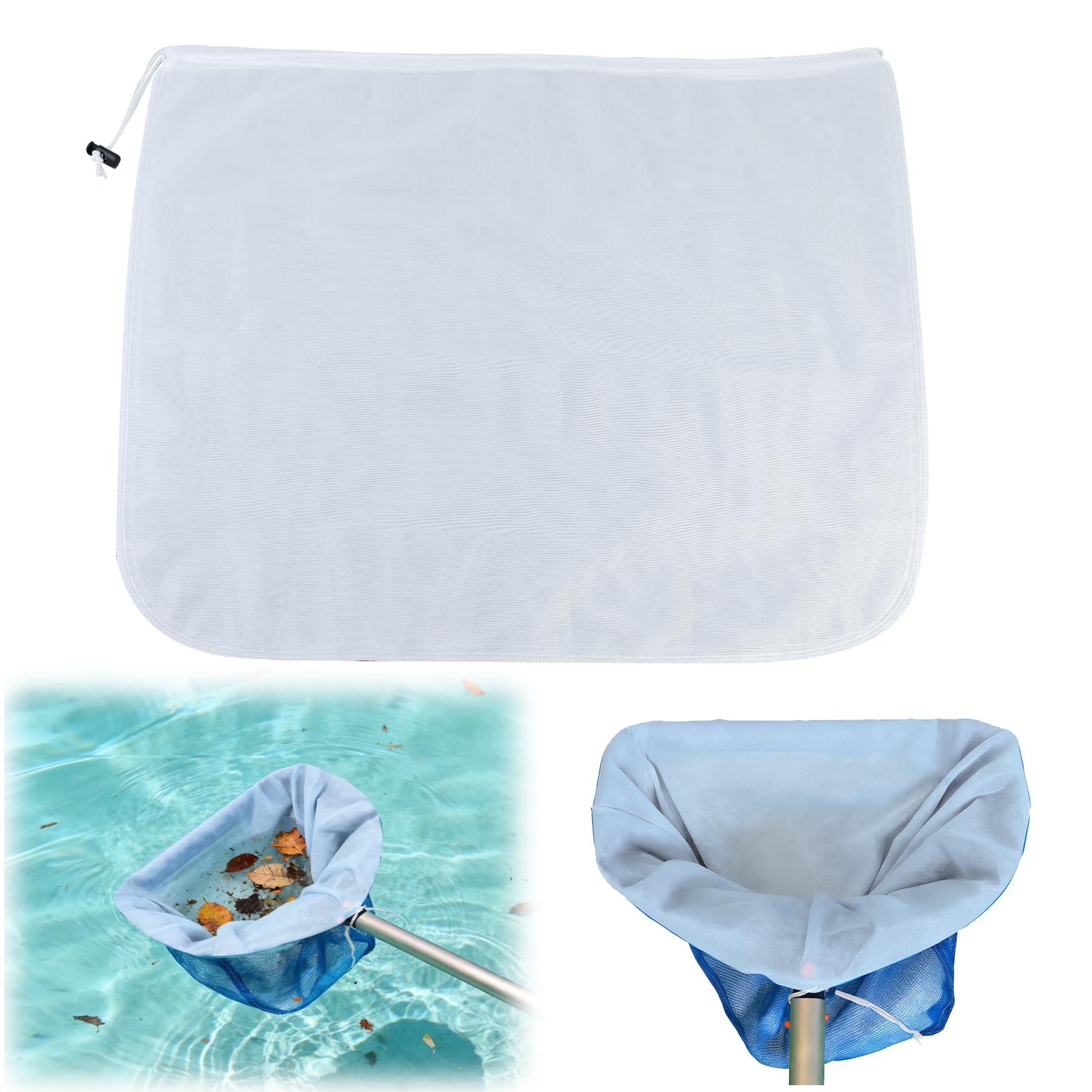 1Pc Ultra Fine Mesh for Pool Skimmer Net Replacement, Swimming Skimmer Insert Adjustable 26x22In Deep Net Leaf Rake Pool Vacuum Bag for Cleaning Spa Ground Pool Hot Tub Sand Pollen Tree Dust Pet Hair