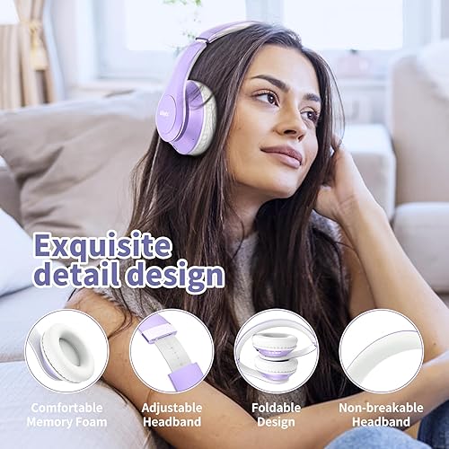 Miniatura 4 de Uliptz Auriculares Bluetooth inalámbricos, tiempo de reproducción de 65 horas, modos de sonido 6EQ, auriculares estéreo de alta fidelidad sobre la