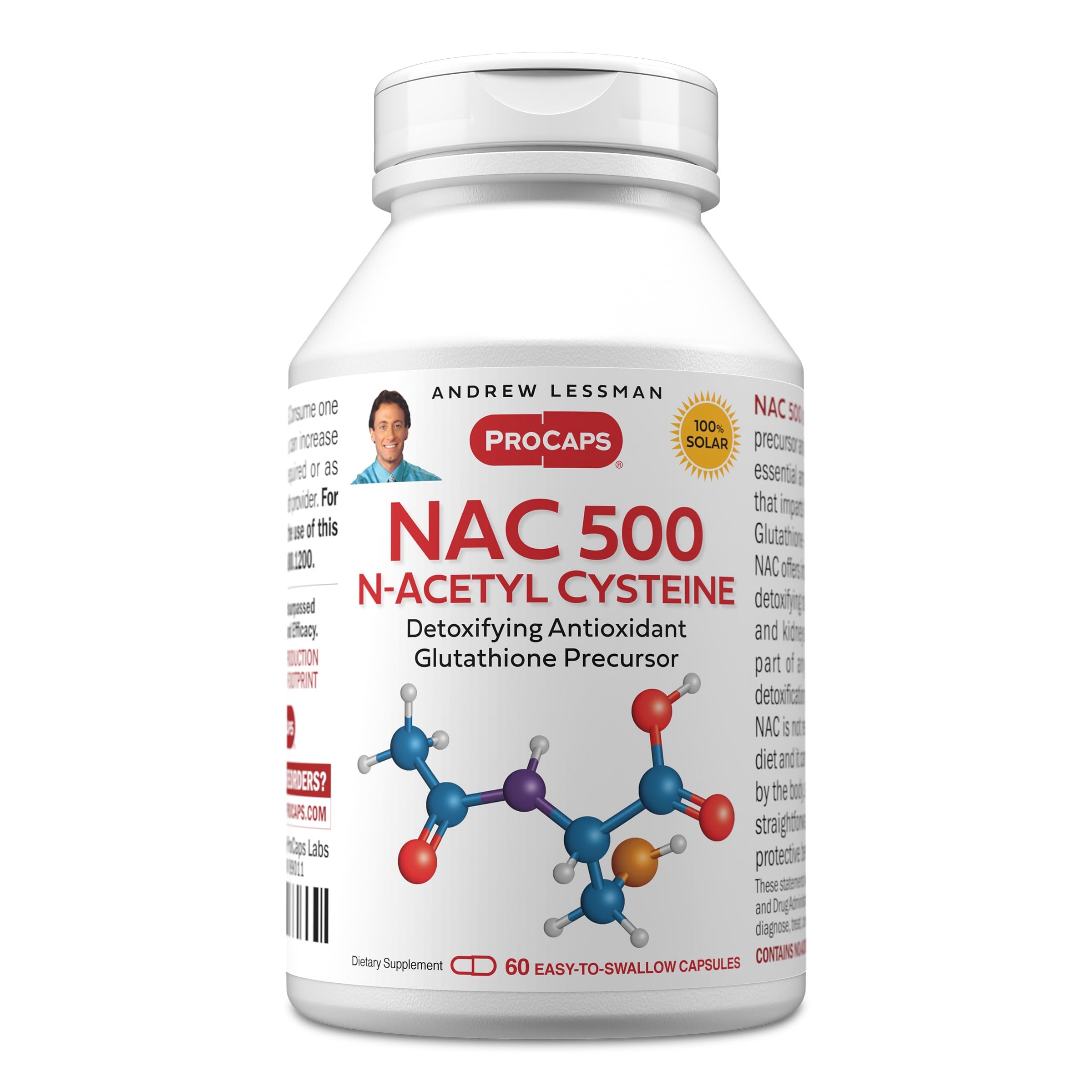 ANDREW LESSMAN ProCaps NAC 500 N-Acetyl Cysteine, 60 Capsules 60 Count (Pack of 1)