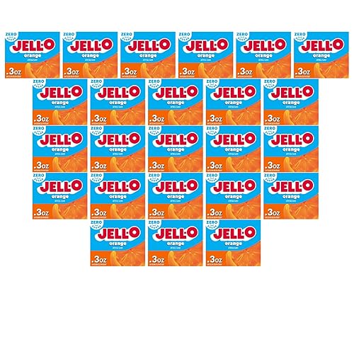 Jell-O - Mezcla de postre de gelatina sin azúcar y naranja (paquete de 24 unidades, cajas de 0.3 onzas)