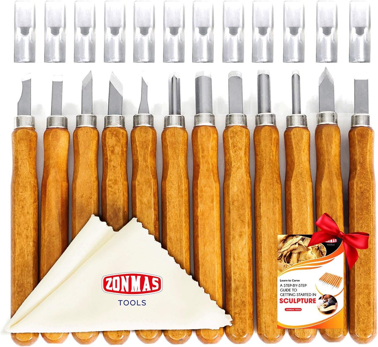Wood Carving Tools Kit [Upgraded Version] Perfect for Pumpkin, Soap, Rubber and more, Best Small Wood Carving Tool Set for Kids & Beginners with Reusable Pouch, Wipe& Starter's Guide ebook