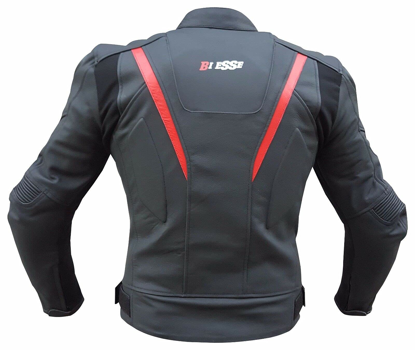 BI ESSE - Giacca da Moto in pelle uomo, regolabile completa di protezioni Giubbino termico sfoderabile giubbotto tecnico motociclista