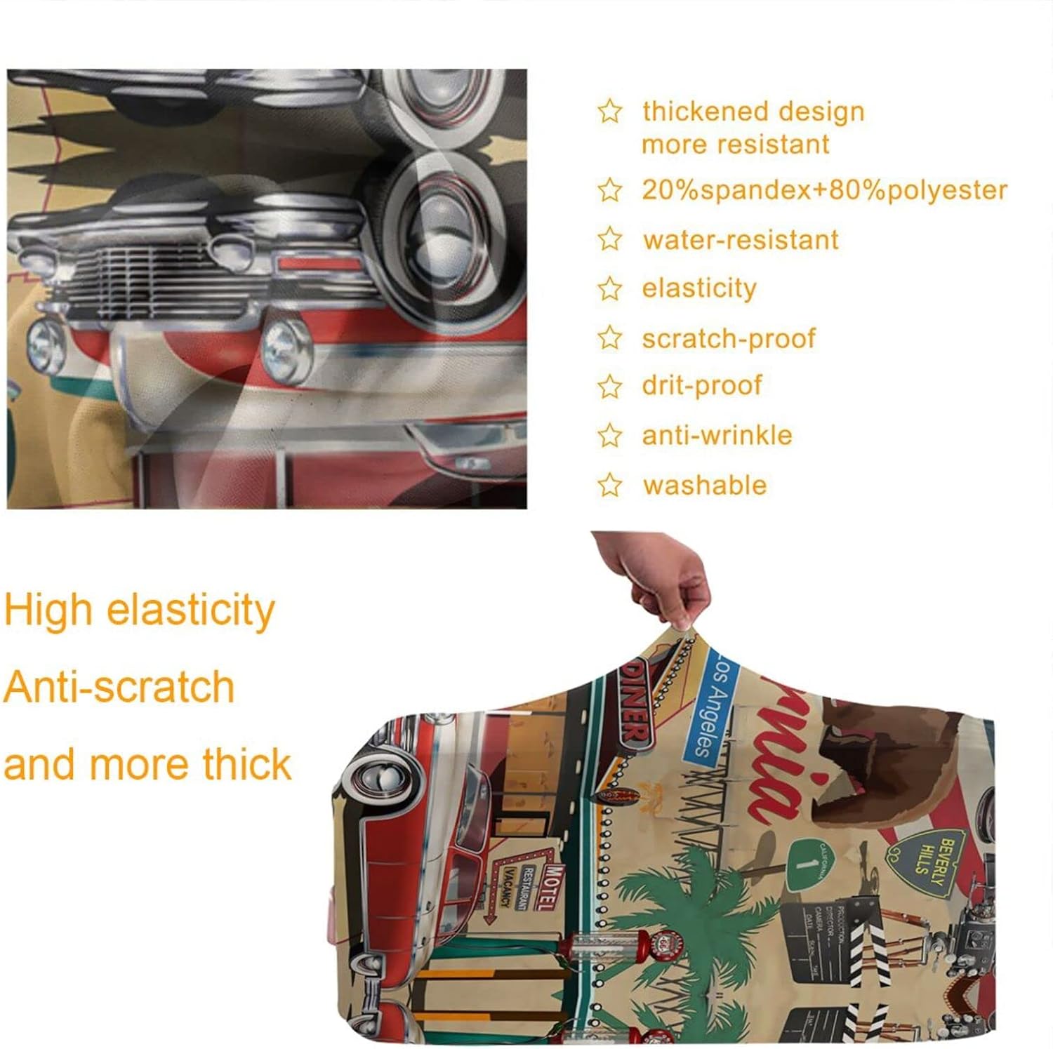 review Soaaed Travel Luggage Protector Vintage California Protective Washable Luggage Covers With Concealed Zipper Suitable M