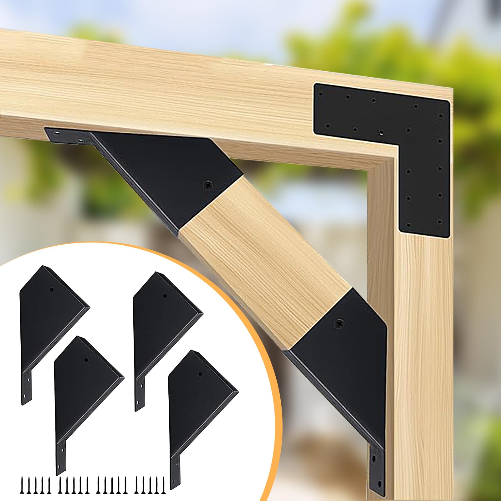Soportes de pérgola 45 grados - Fijación para pérgola exterior, escuadras de esquina de metal | Soportes robustos de acero galvanizado para madera 2 x 4, Fijación para marco de pérgola, hardware
