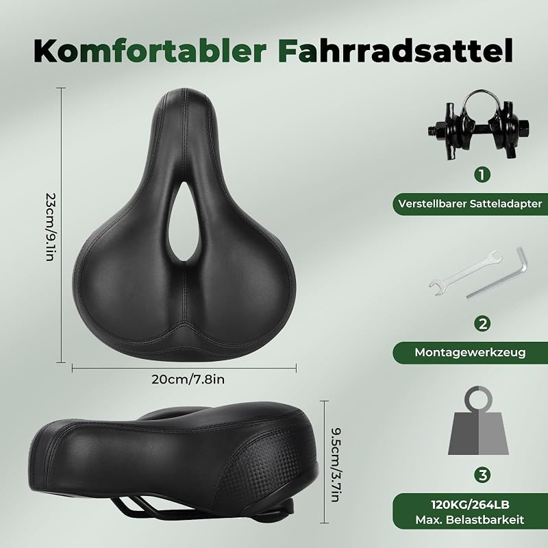 TONBUX Kerékpár Nyereg Gél Párnázással - Vízálló, Légáteresztő Unisex Bicikli Ülés Fényvisszaverővel - Országúti, Városi és MTB Kerékpárokho