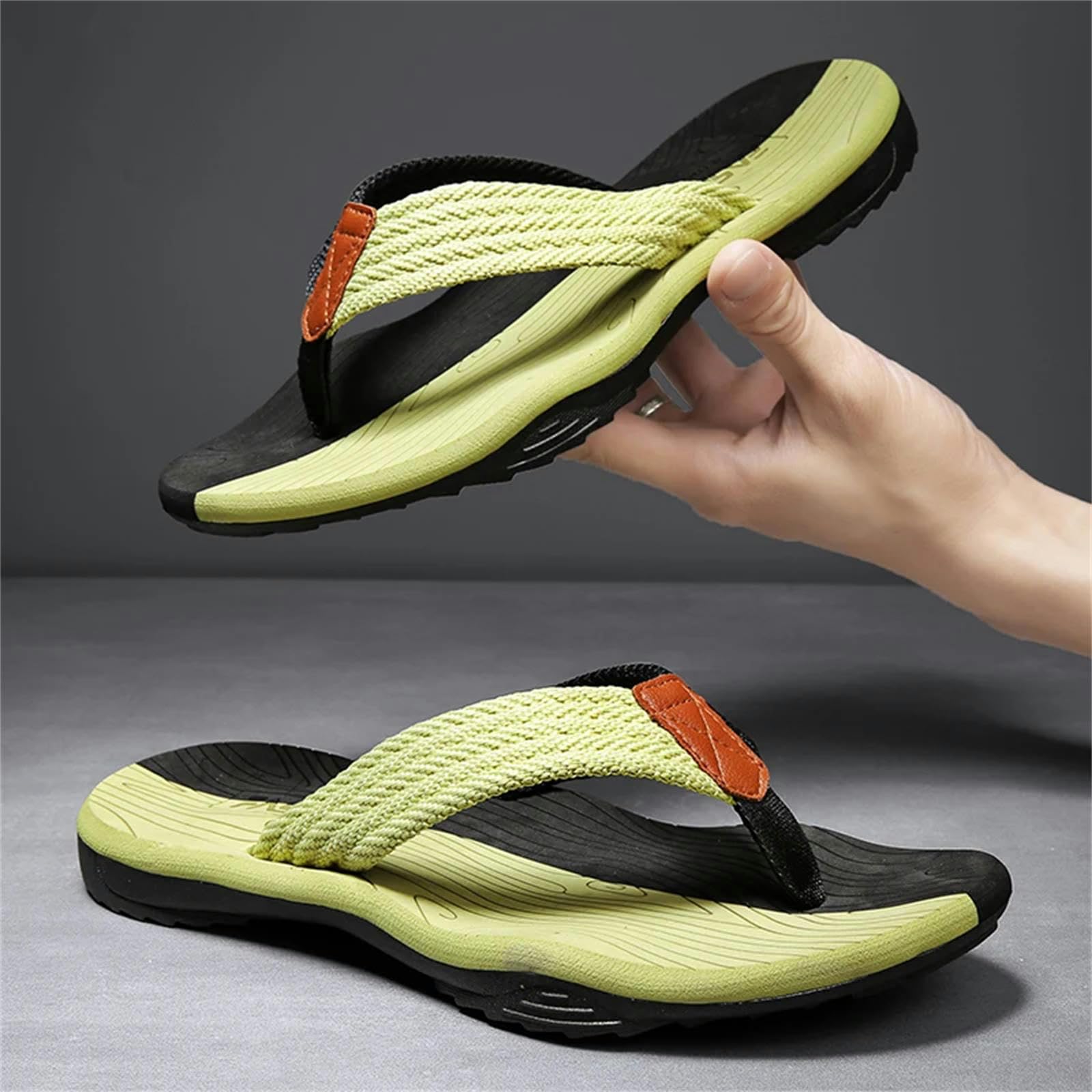 Ciabatte Estive Uomini Slifori Flip Estivi Flops Outdoor Comodi Vetrini Casual Scarpe Sandali da Spiaggia-Nero Rosso-39 (24,5 Cm)