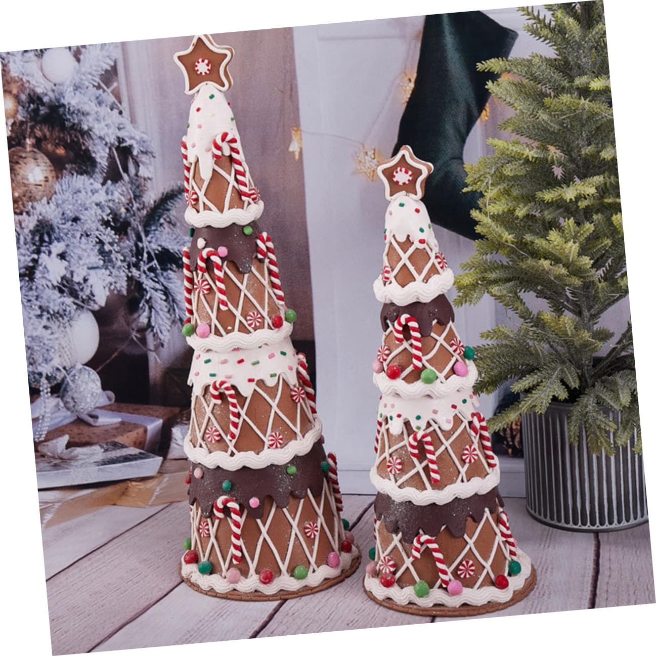 Árbol de Navidad Pequeño de Arcilla Blanda Dulces Decorativos Adorno Navideño para Mesa Decoración de Fiesta Navideña Accesorio Ligero para Hogar Oficina y Restaurante