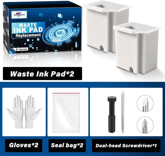 Waste Ink Pad Replacement with Reset Software for Ecotank ET-2800 ET-4800 ET-2720 ET-2803 ET-2400 ET-4700 2800 4800 2720 2803 ET2800 ET4800 Printer, Maintenance Box with Reset Software (2 Packs)