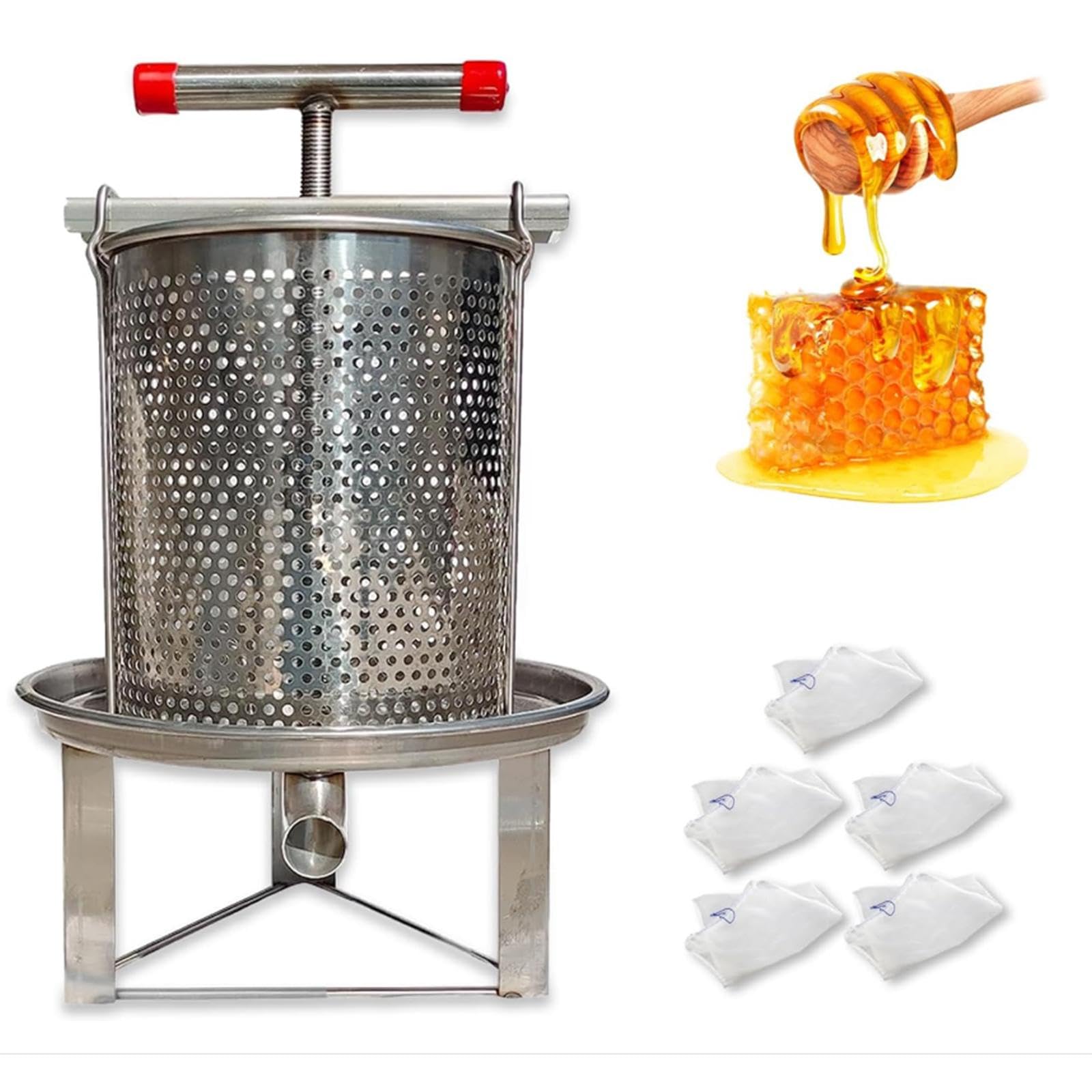 predolo Extractor de Miel y Prensa para Vino, Herramienta Manual para, 5 Mallas de Filtración