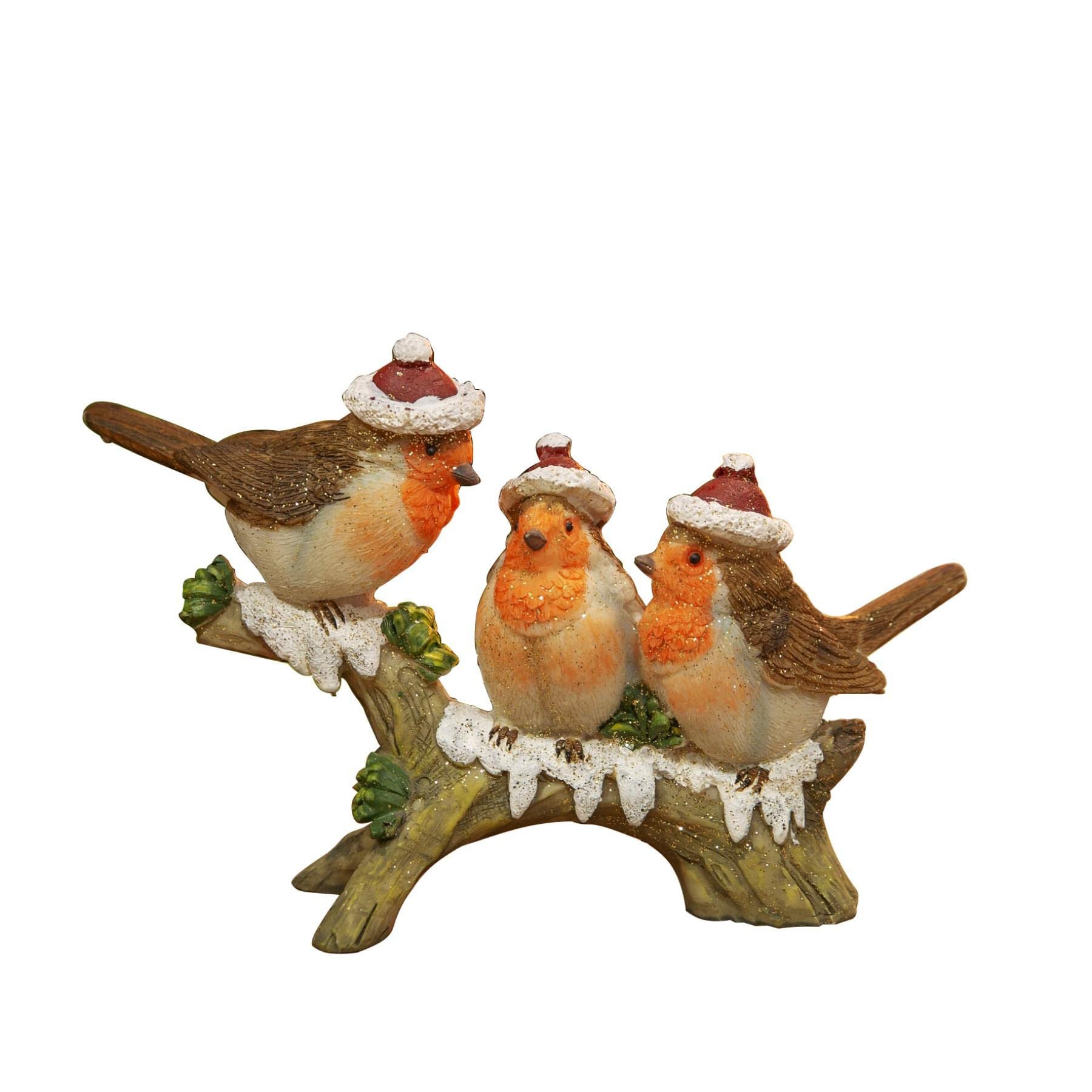 Widdop And Co Multicolour Christmas Robins Figurine / Statue Glitter Effect Room Decoration
