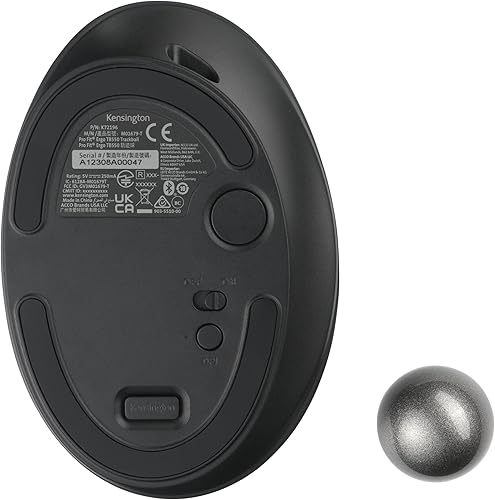 Miniatura 6 de Kensington Ratón inalámbrico TB550, operado con pulgar, recargable, diseño ergonómico (K72196WW), color negro
