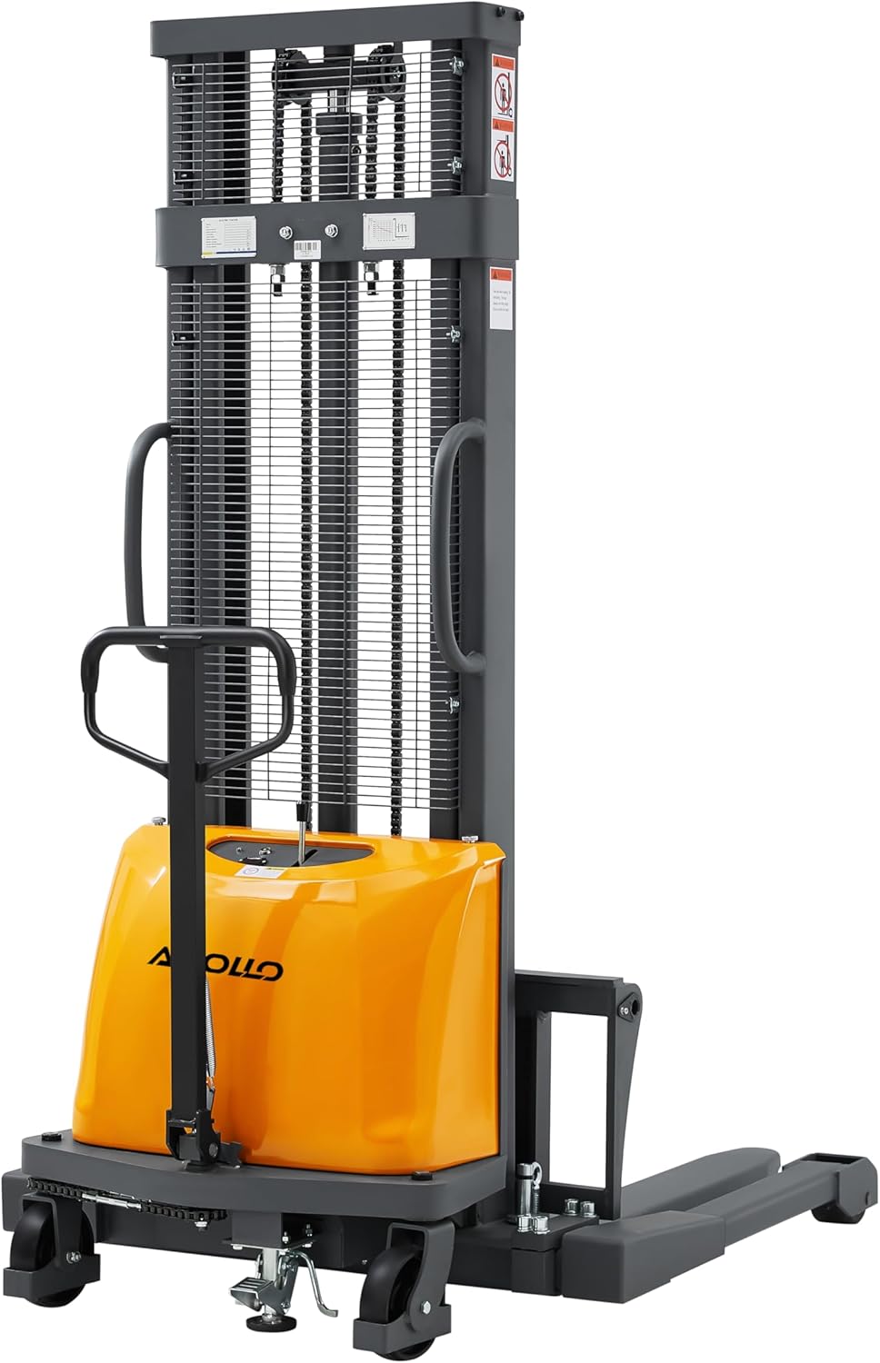 APOLLOLIFT Semi-Electric Pallet Stacker, 3300lbs Capacity Pallet Lift 118" Lifting Height with Straddle Legs and Adjustable Forks