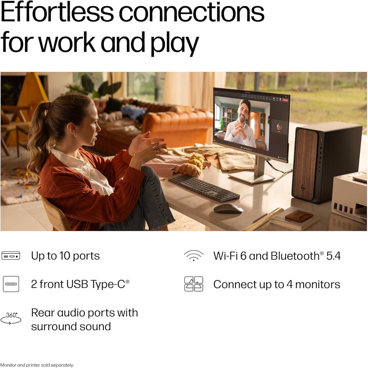 HP OmniDesk M03 Business AI PC Desktop (Intel Ultra 5 225, 32GB DDR5, 1TB PCIe SSD, Intel Graphics, 280W PSU, WiFi 6, BT 5.4, USB-C, RJ-45, Display Port, HDMI, Win 11 Pro) w/DKZ USB Port Expander
