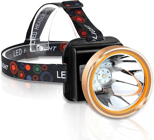 Miniatura 7 de Coon - Luz de caza con luz LED superbrillante con 2 modos de luz, faro impermeable y recargable, linterna de minero dorada ajustable para caza, Luz
