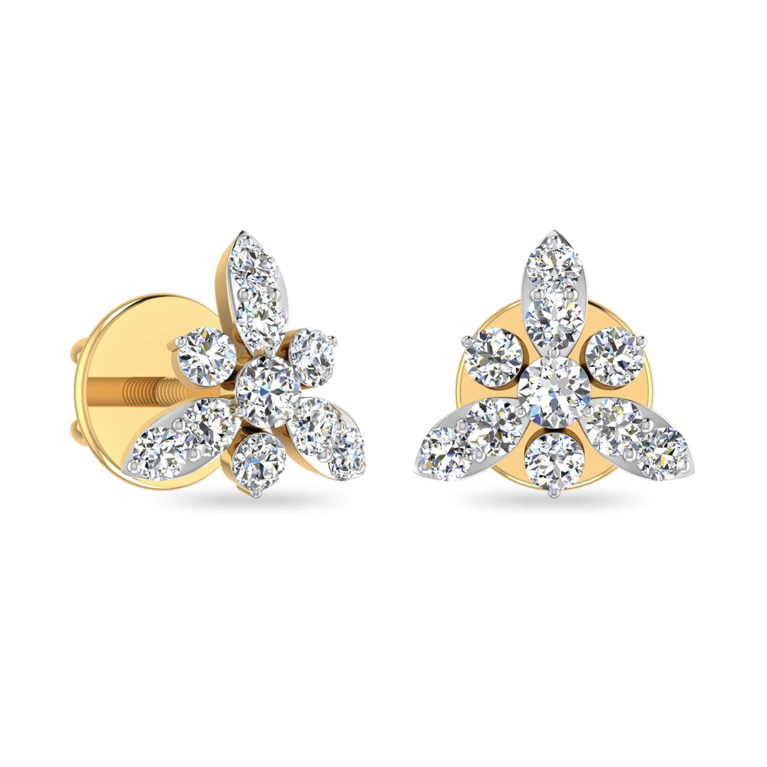 Aucent by PC Jeweller The Irawi 18KT Yellow Gold and Diamond Earrings-image-16