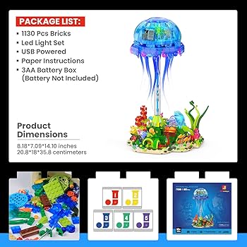 JELLYFISH　コンポート　アンティーク Amazon.com: JMBricklayer Jellyfish Building Set with LED