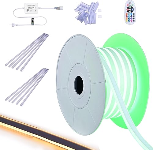 Miniatura 14 de DELight Luces de Cuerda de Neón Blanco Cálido de 150 Pies con Control Remoto AC 110V IP65 Impermeable Cortable Regulable Flexibles LED DIY para