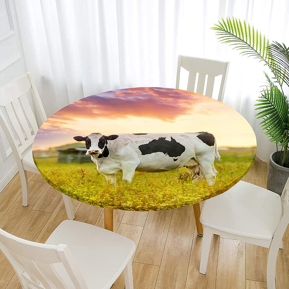 Morbuy 3D Rondes Nappes Avec Bord Élastique, Flamant Imprimé Nappes Rondes Anti Taches Lavable, Imperméable Polyester Nappe De Table Pour Cuisine Jardin Fête (Fleur Rose,Diamètre 180cm