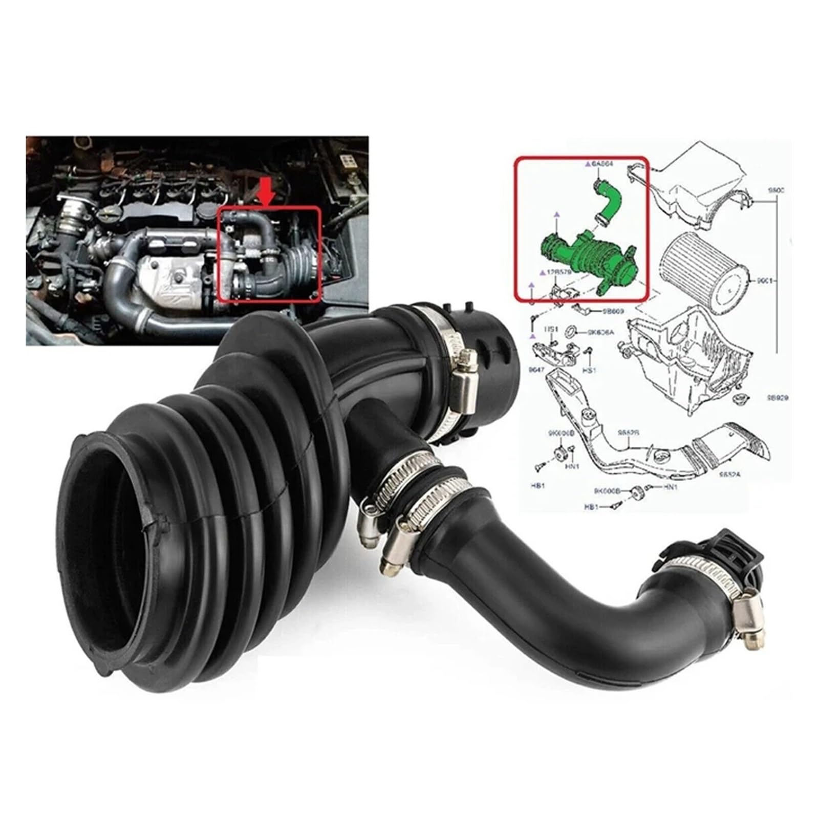 Auto Ansaugschlauch FÜR FOCUS MK2 C-MAX FÜR VOLVO 1.6TDCi