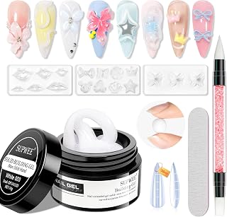 White 3d Sculpting Gel for Nails, 3d Gel Nail Art Non Stick Hand Extension Nail Gels Sculpture Molding Gels with 3D Silicone Nail Art Home DIY Manicure for Women Girls