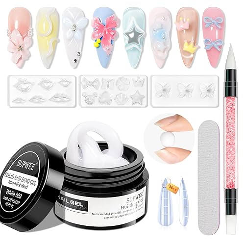 Gel de escultura 3D blanco para uñas, gel 3D antiadherente para extensión de manos, geles de moldeo de escultura con silicona 3D, arte de uñas para