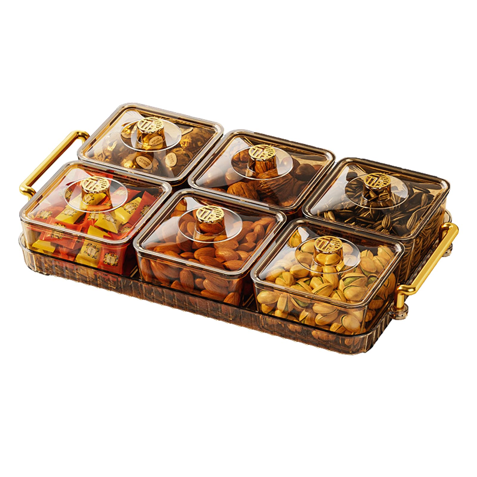 Hunya Snackle Box, Divided Serving Tray With Lid, Snack Tray, Snack Divided Platter, Dry Fruit Tray, Snack Serving Tray, Organizer For Spices, Candy, Fruits, Nuts, Snacks