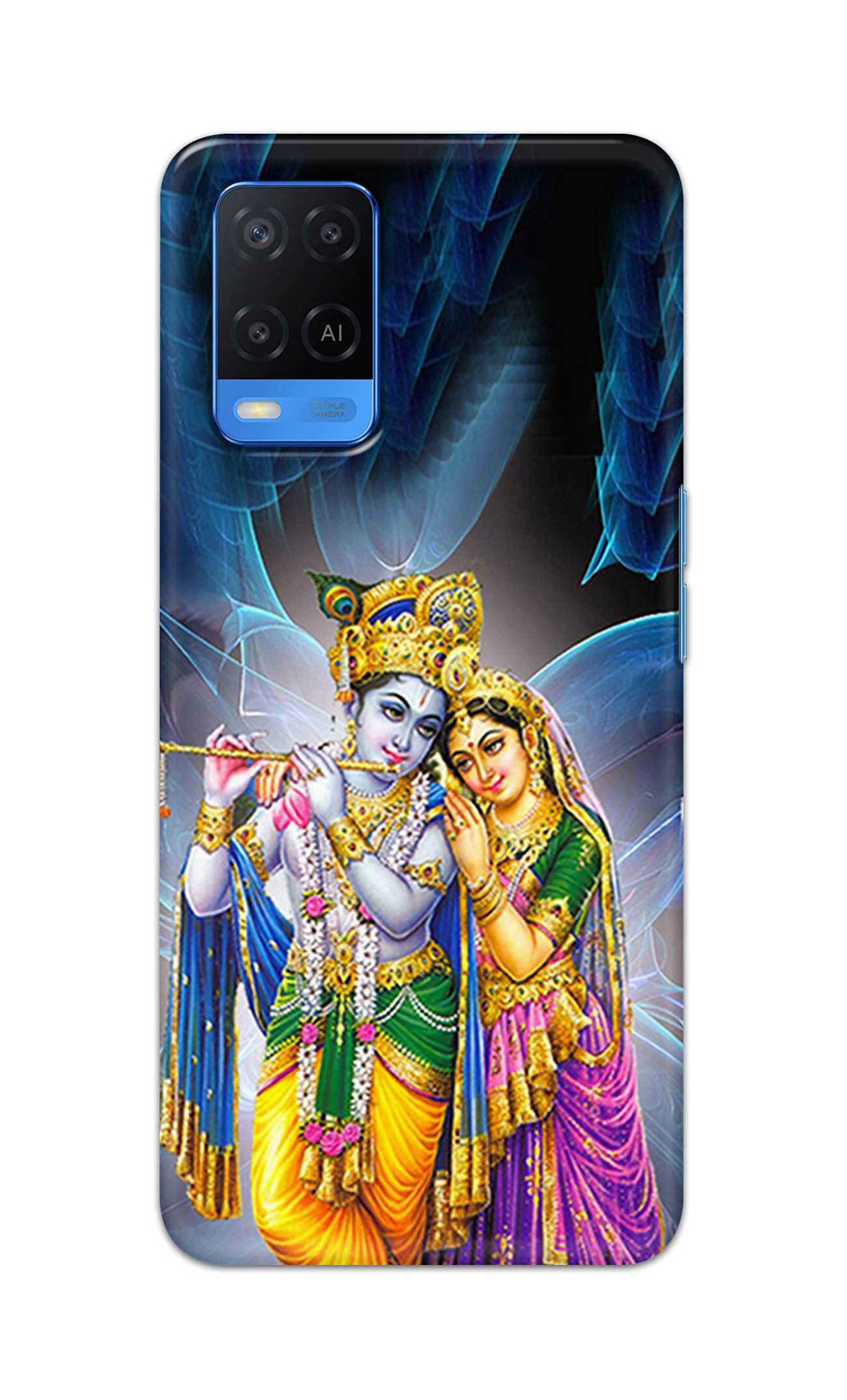 PRINTFIDAA Lord Radha Krishna Blue Background Printed Designer Hard Back Case Cover for Oppo A54 -(RX) DNL2023