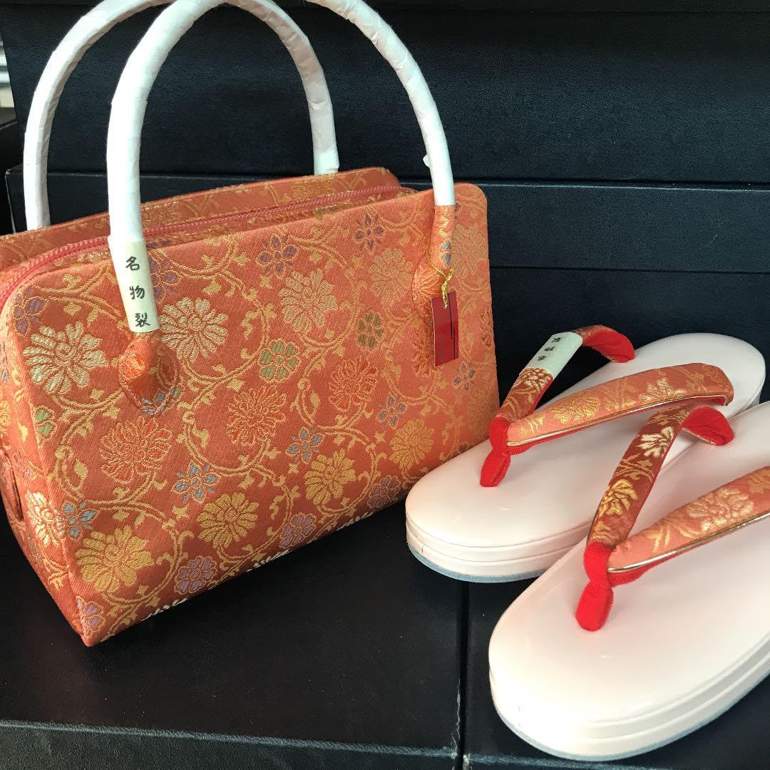 Amazon.co.jp: 七五三用正絹利休バッグと本革草履セット7歳L TY