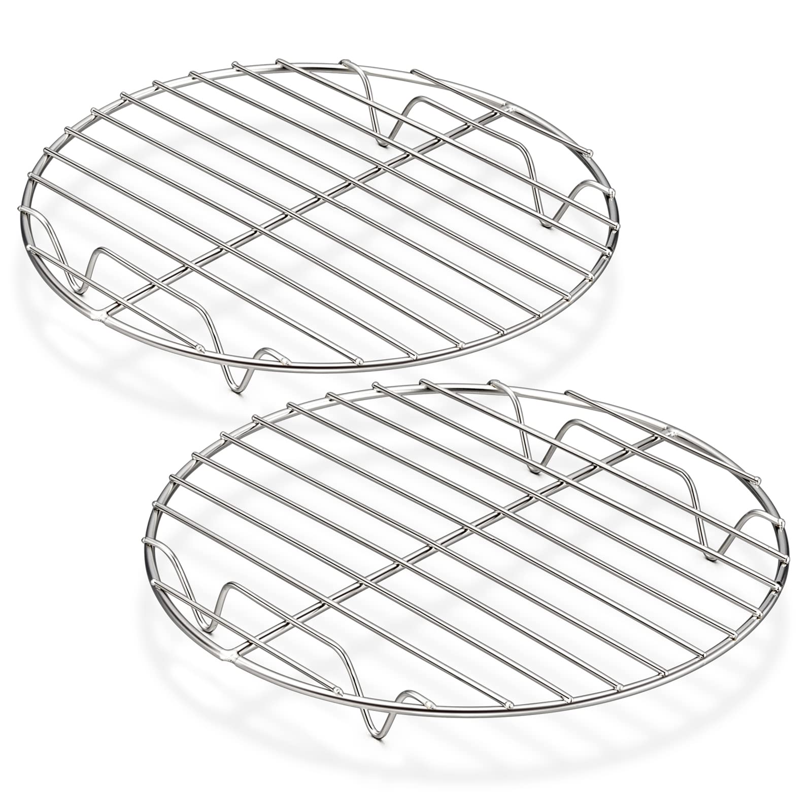 HaWare Griglia di raffreddamento rotonda, set da 2 pezzi, 100% acciaio inox, griglia di raffreddamento per cottura a vapore, ideale per pentole/forno, teglia per torte, forno e lavastoviglie (19 cm)
