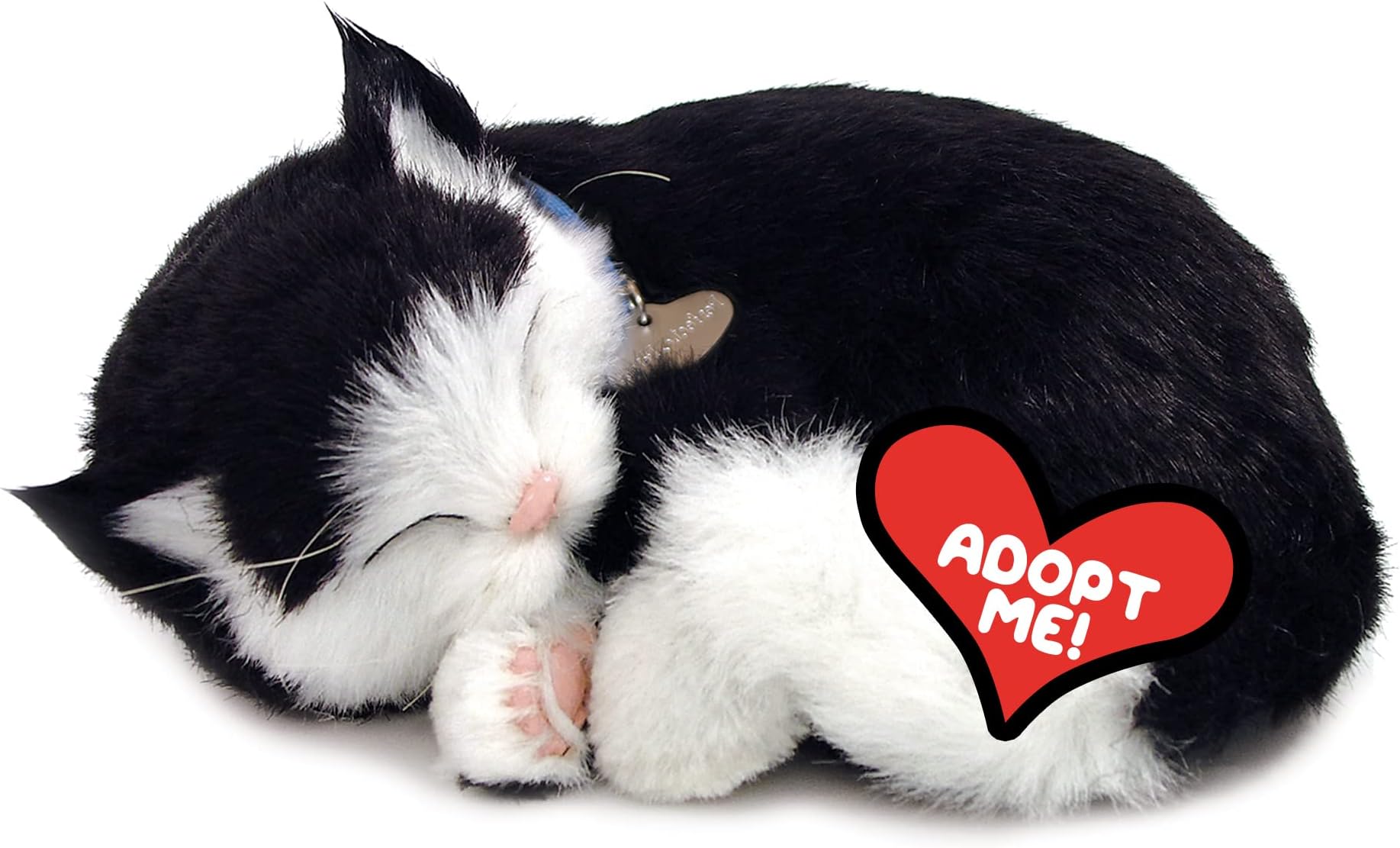 Perfect Petzzz Original Petzzz Black and White Shorthair Kitten Plush, Realistic, Life-Like Stuffed Interactive Plush Toy, Electronic Pets, Companion Pet Dog with 100% Handcrafted Synthetic Fur