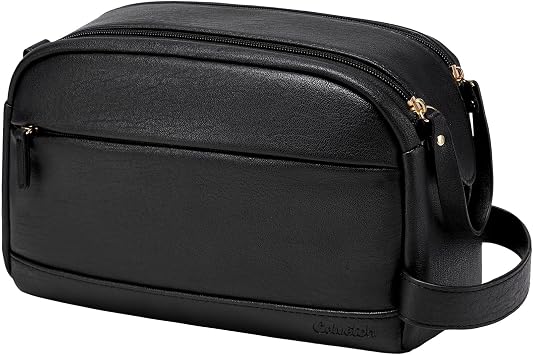 PU Leather Toiletry Bag for Men, Black