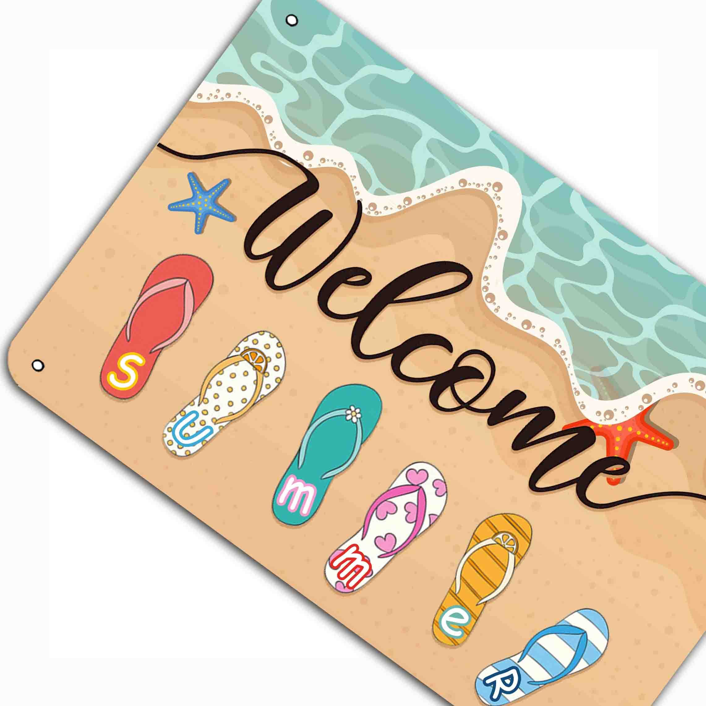 Weysat Sommer Flip-Flop Hofschild Aus Metall – 39,9 Cm, Bunt, Wasserdicht, Für Garten, Terrasse & Pool