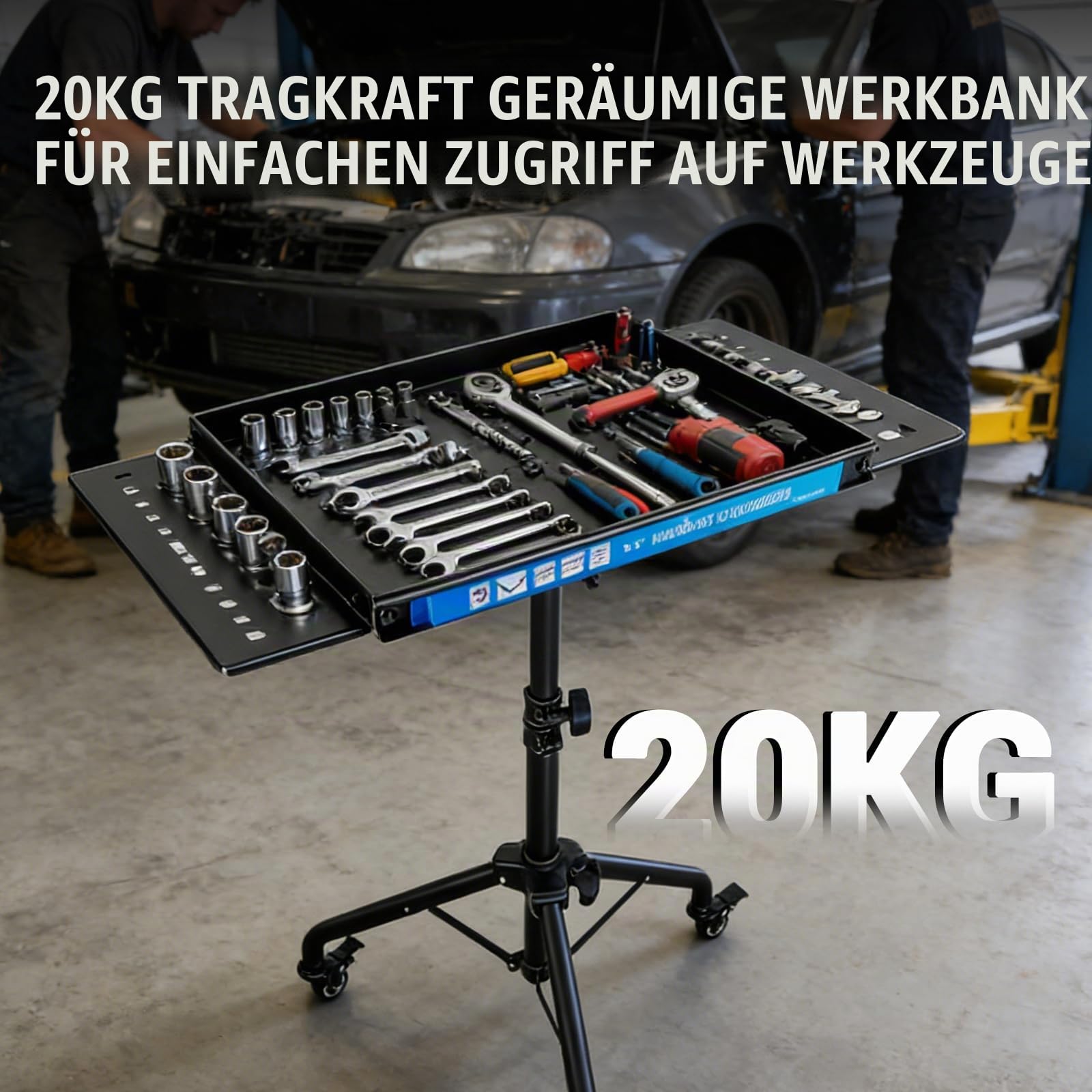 Mobile Werkbank mit Rollen,Klappbare Werkbank Tattoo Ständer Magnetstreifen