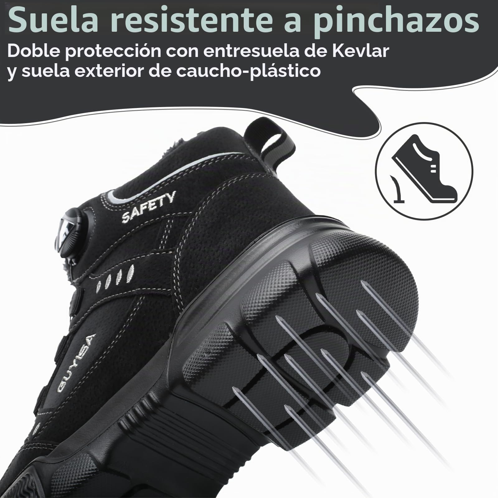 Zapatos de Seguridad para Hombre Mujer Impermeable de Invierno Botas de Seguridad con Puntera de Acero Botas de Trabajo Cómodos Antideslizante Calientes con Forro 38-46 EU