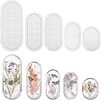 5-Pc Oval Silicone Resin Tray Mold Set: 12'' 10'' 9'' 7'' 5.7'' for Epoxy Trays, Jewelry Dishes, DIY Home Decor Crafts